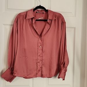 Zara long sleeve blouse,  rusty rose color..small